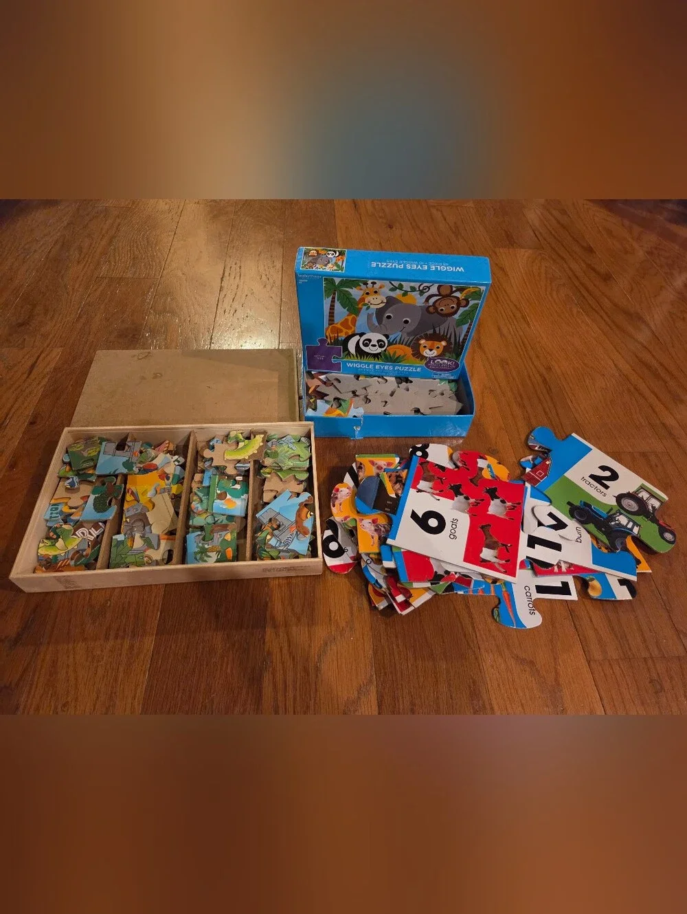 Wiggle Eyes Puzzle - Colorful Animal Kids Toy (Blue)